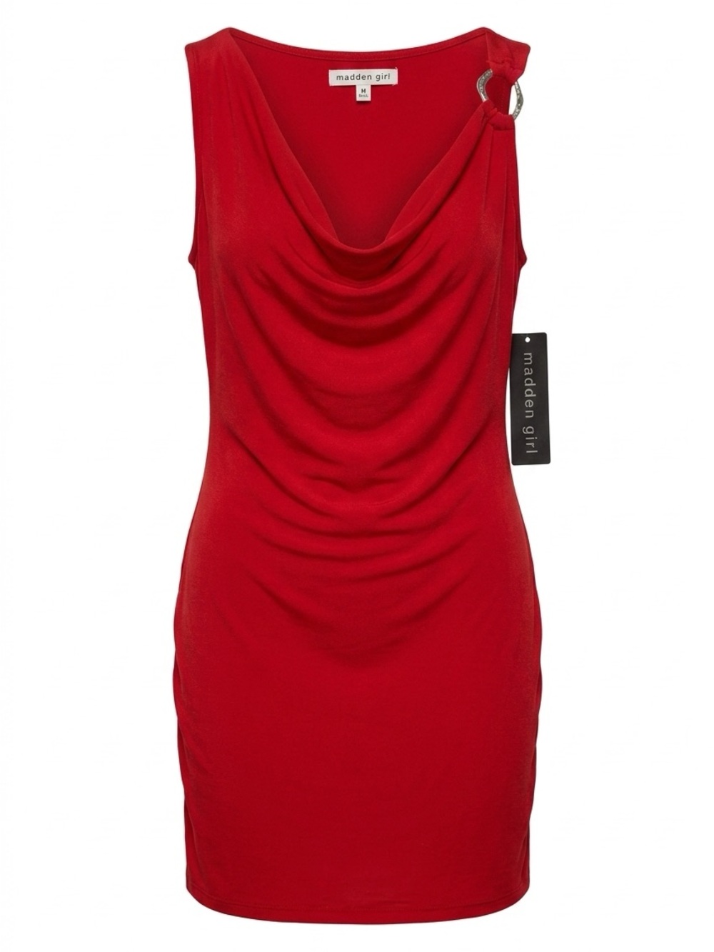 Madden Girl Red Cowl Neck Tank Dress with Silver Ring